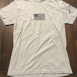 Grunt Style Gray Short Sleeve Tee with American Flag Design